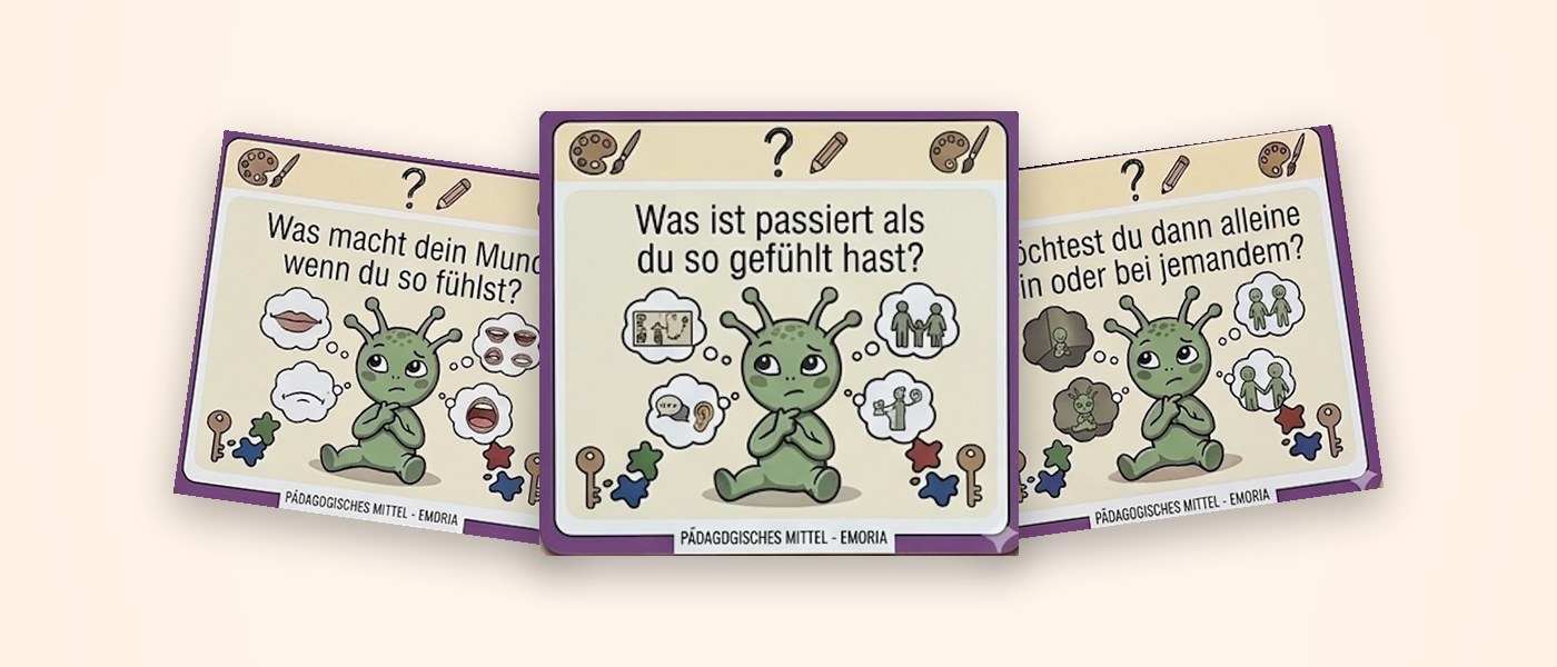 Fragekarten aus Yubuus Gefühlsrad, aufgefächert